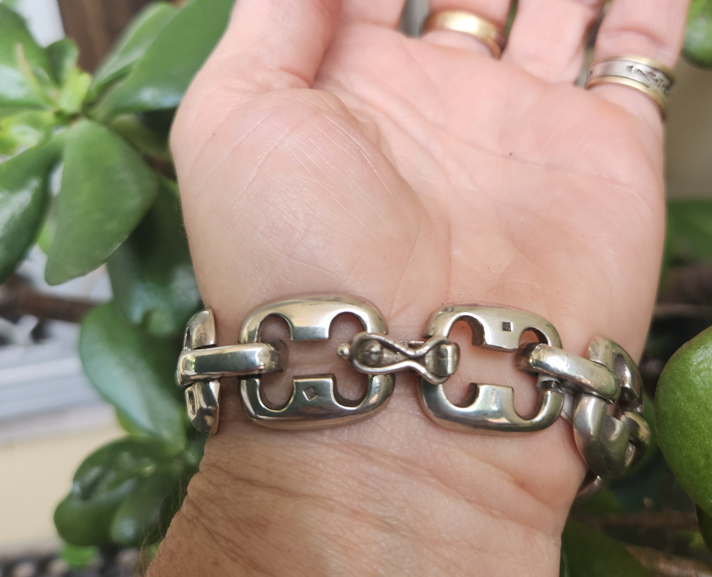 Heavy silver bracelet,925 sterling  handmade,square link chain, unisex,boho,
