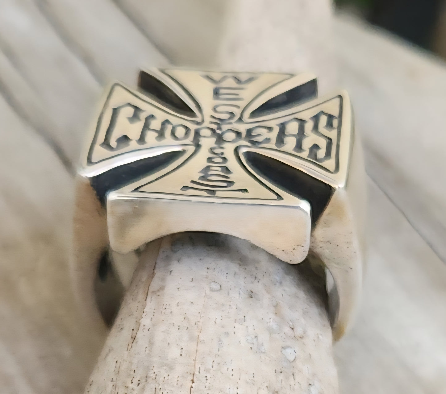 west coast cross choppers ring,925 sterling silver even sided cross, gothic,punk,large chunky mans Maltese cross ring,mens fashion,hot rod,rockabilly, biker,