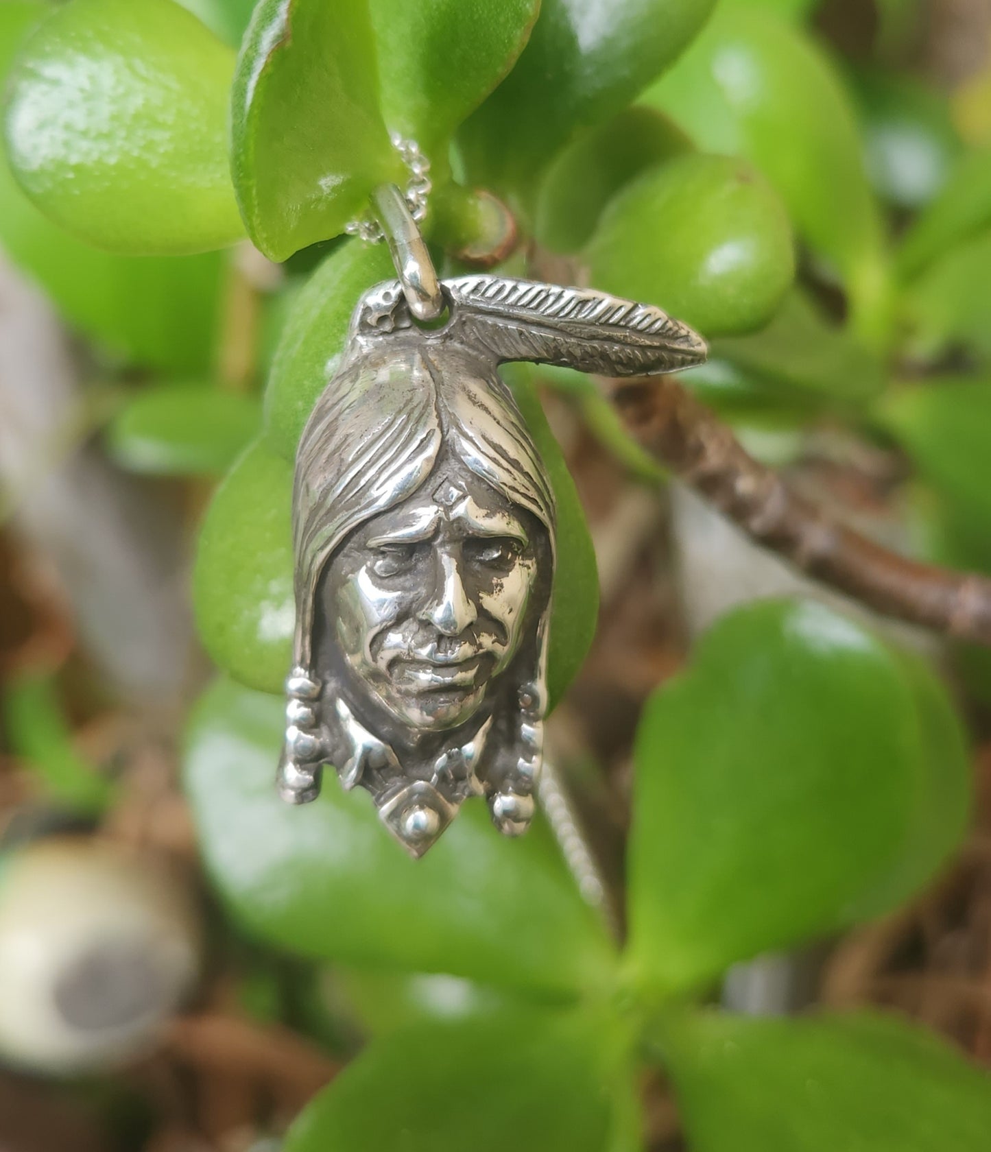 Indian chief pendant,925 sterling silver,native american
