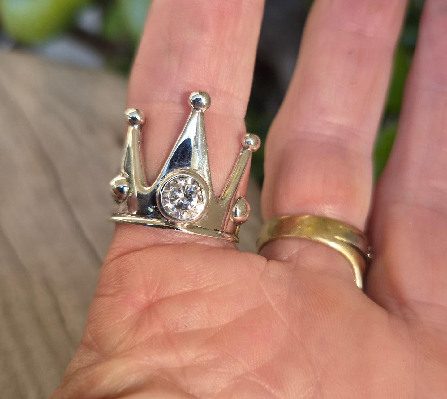 Silver cz crown ring,sterling silver ,handmade custom,long ring,handmade,boho,unisex
