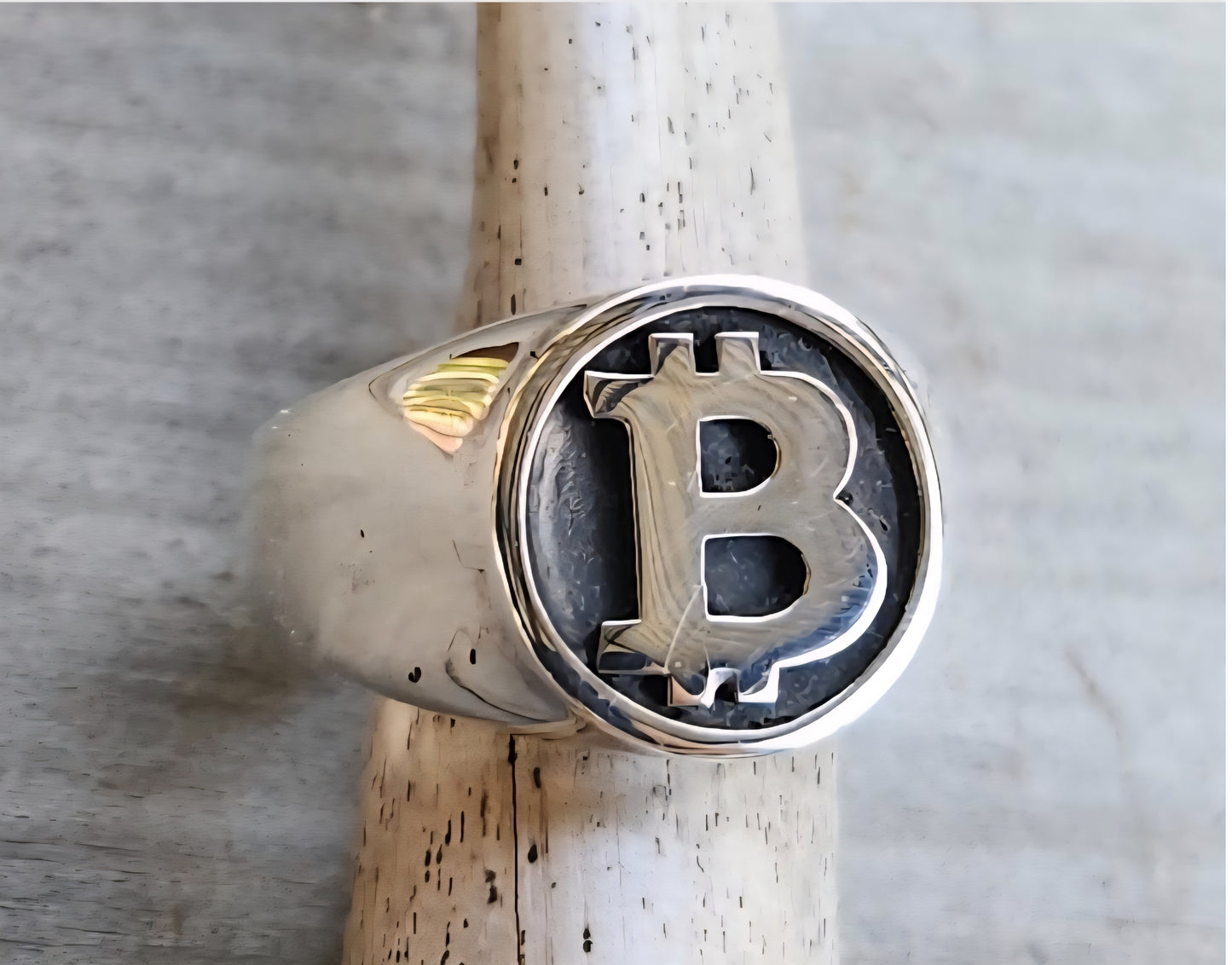 Bitcoin ring,925  sterling silver,solid signet, unisex ring