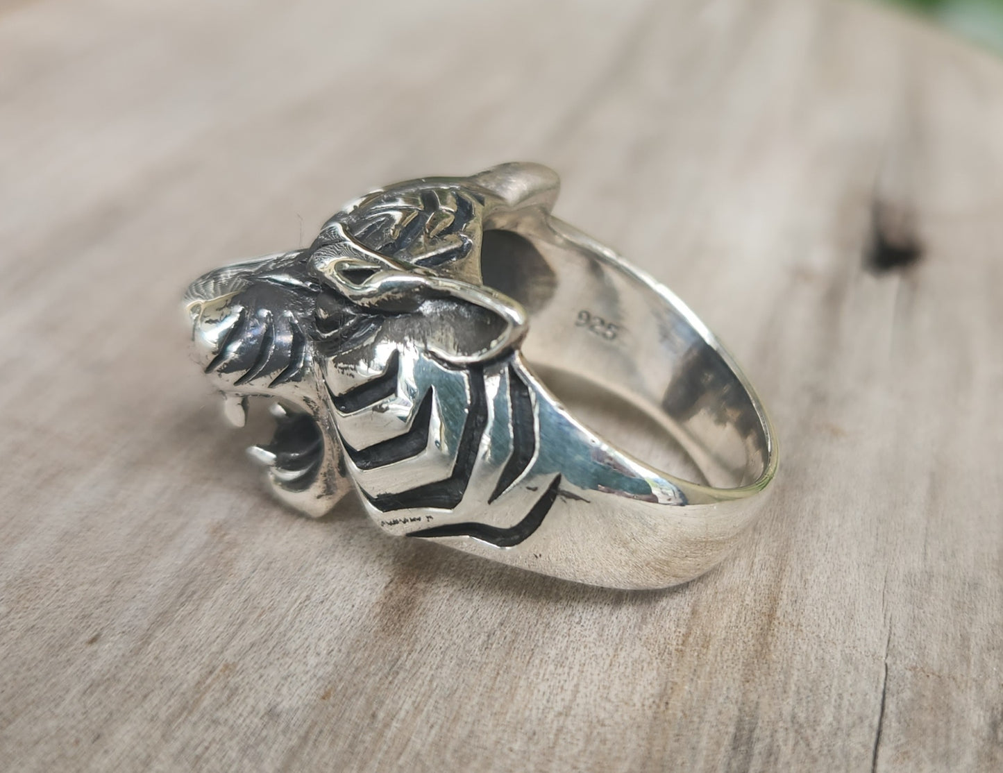 tiger ring,925 sterling silver,Large tiger,rockabilly,chunky ring,