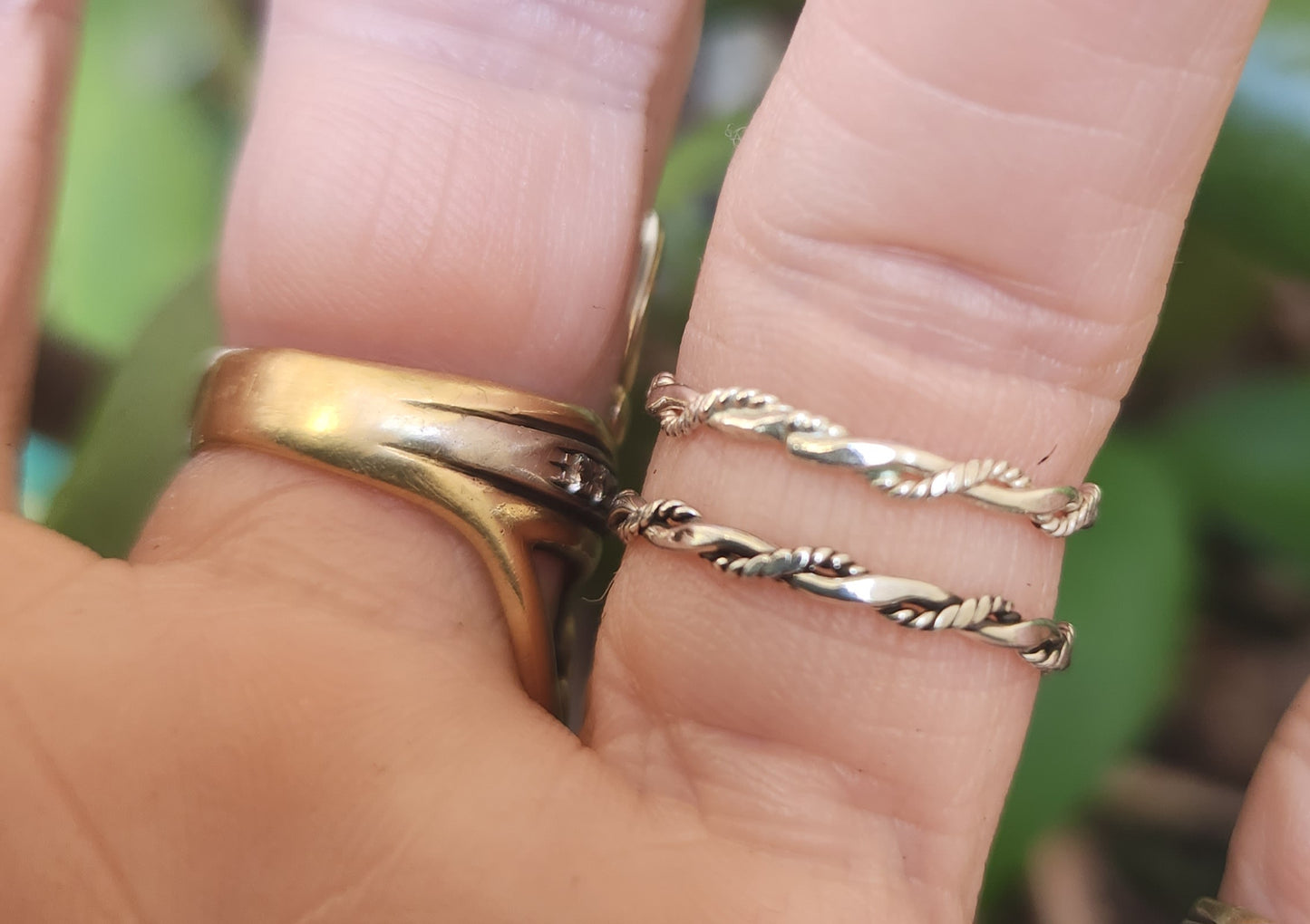 Stacker ring,Twisted flat wire band,925 Sterling silver,woven fine,boho,thin silver ring,pinkie wire ring