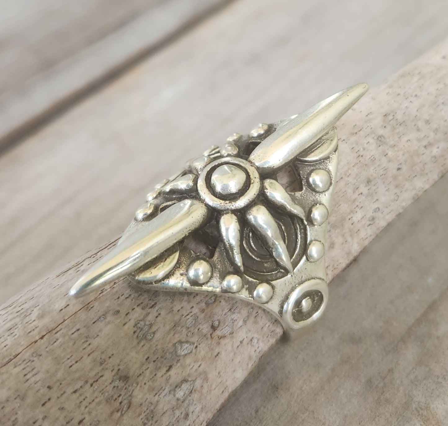 Long silver ring,925 sterling silver,handmade,gladiator,steampunk,tribal,unisex,punk,spiked ring,