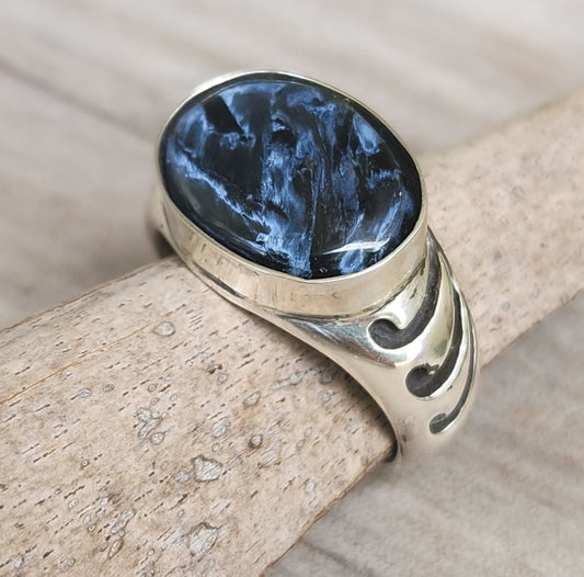 Pietersite ring,925 sterling silver,blue grey stone,mens ring,wedding dress ring, gemstone ring,unisex