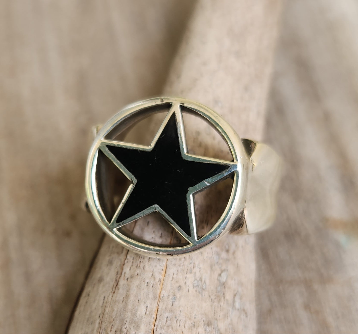 Large star ring,Sterling silver,black enamel star,chunky ring,caltex star,five pointed star,chunky ring,unisex,boho,hipster