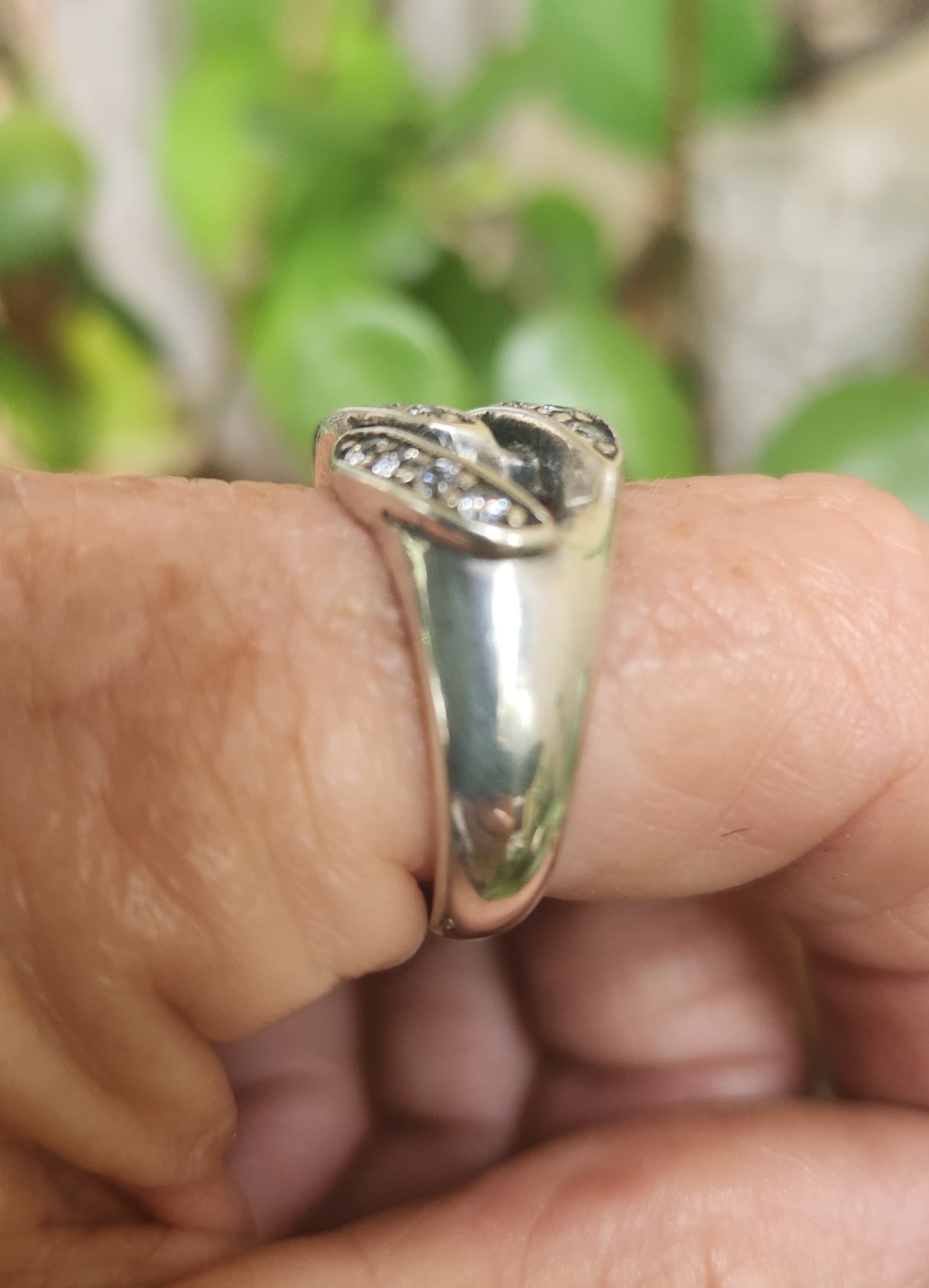 Chain ring,chain link,Cubic zirconia,cz,sterling silver,silver wedding ring,dress ring,bling, handmade,retro,boho,steampunk,hipster,