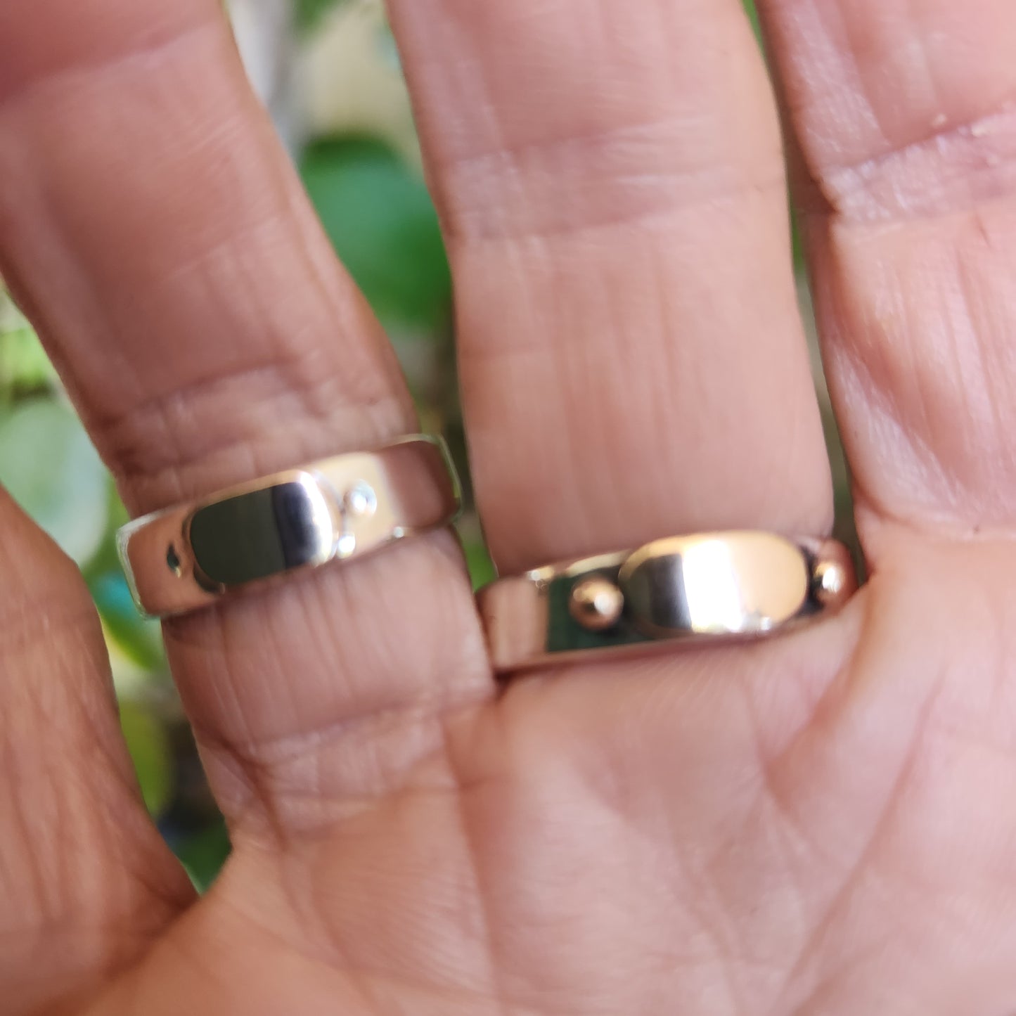 Gold and silver two tone ring,9k gold centre on 925 sterling silver band,gold ball,mixed metal wedding band.