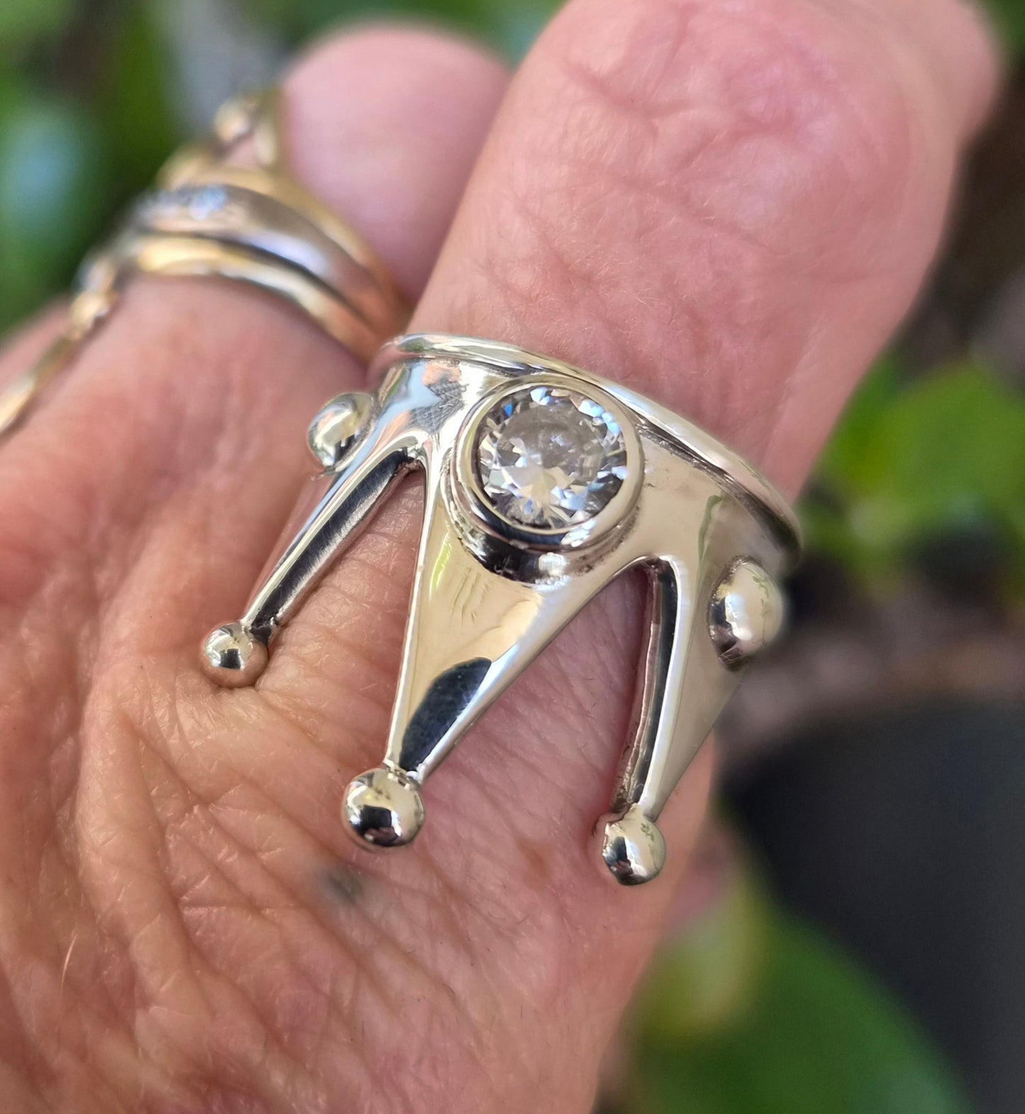 Silver cz crown ring,sterling silver ,handmade custom,long ring,handmade,boho,unisex