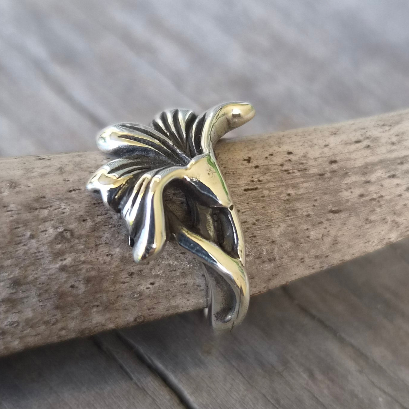 Silver lily flower ring,925 solid sterling silver not,art noveau woodland,