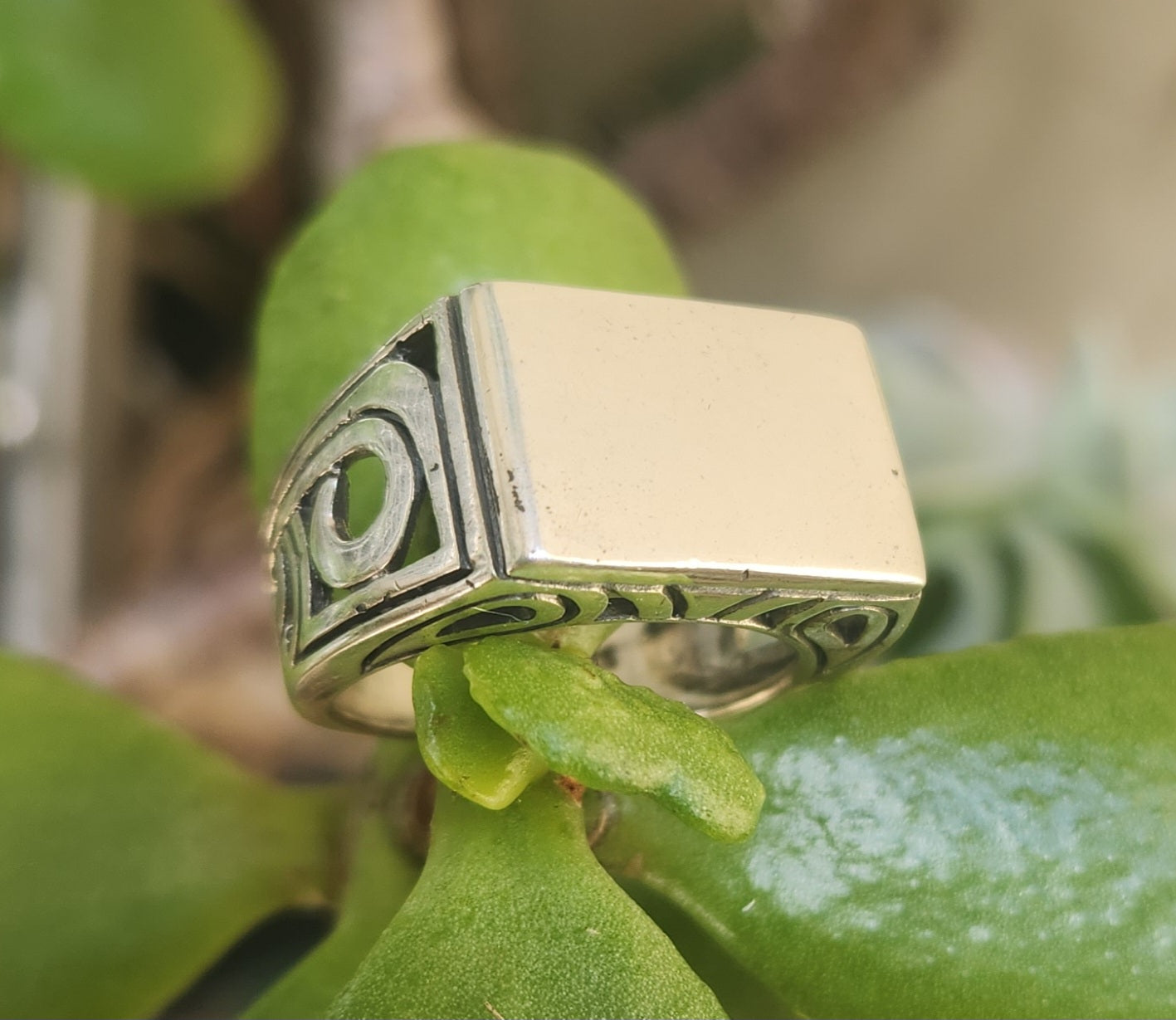 Silver Signet ring,925 sterling silver,filegree blank ring,unisex