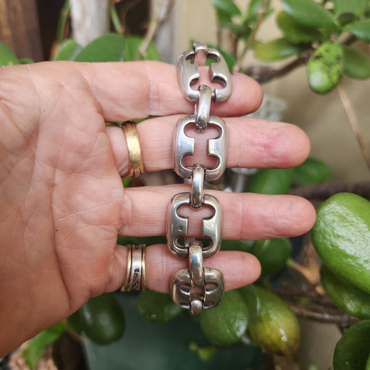 Heavy silver bracelet,925 sterling  handmade,square link chain, unisex,boho,