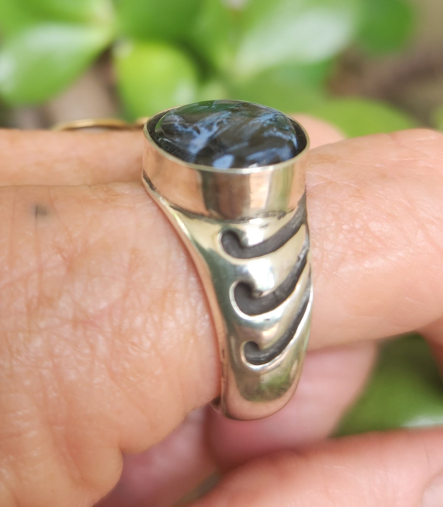 Pietersite ring,925 sterling silver,blue grey stone,mens ring,wedding dress ring, gemstone ring,unisex