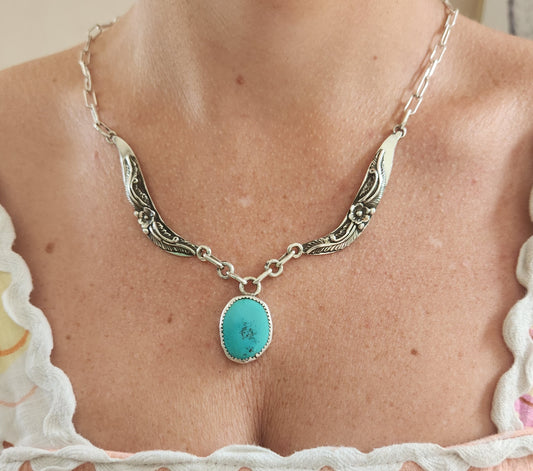 Turquoise Navajo necklace,925 sterling silver, vintage Navajo Indian and new