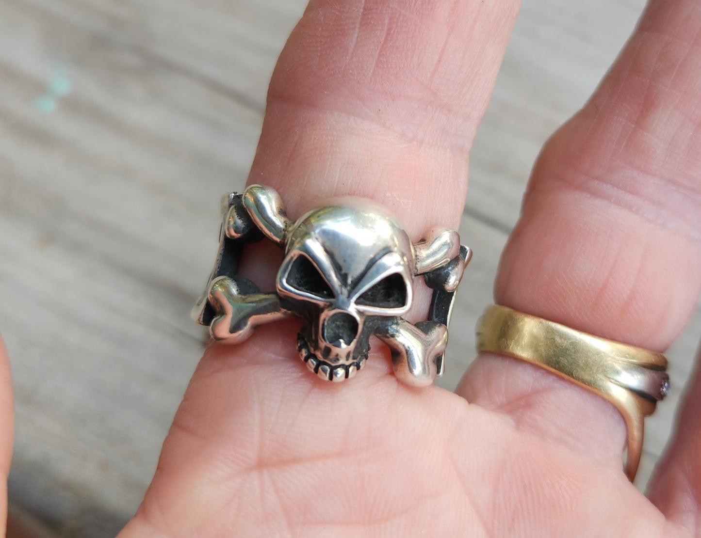 skull and cross bone ring, sterling silver,skull ring,  cross, steampunk, pirate,gothic, punk,hand made,skull,skeleton