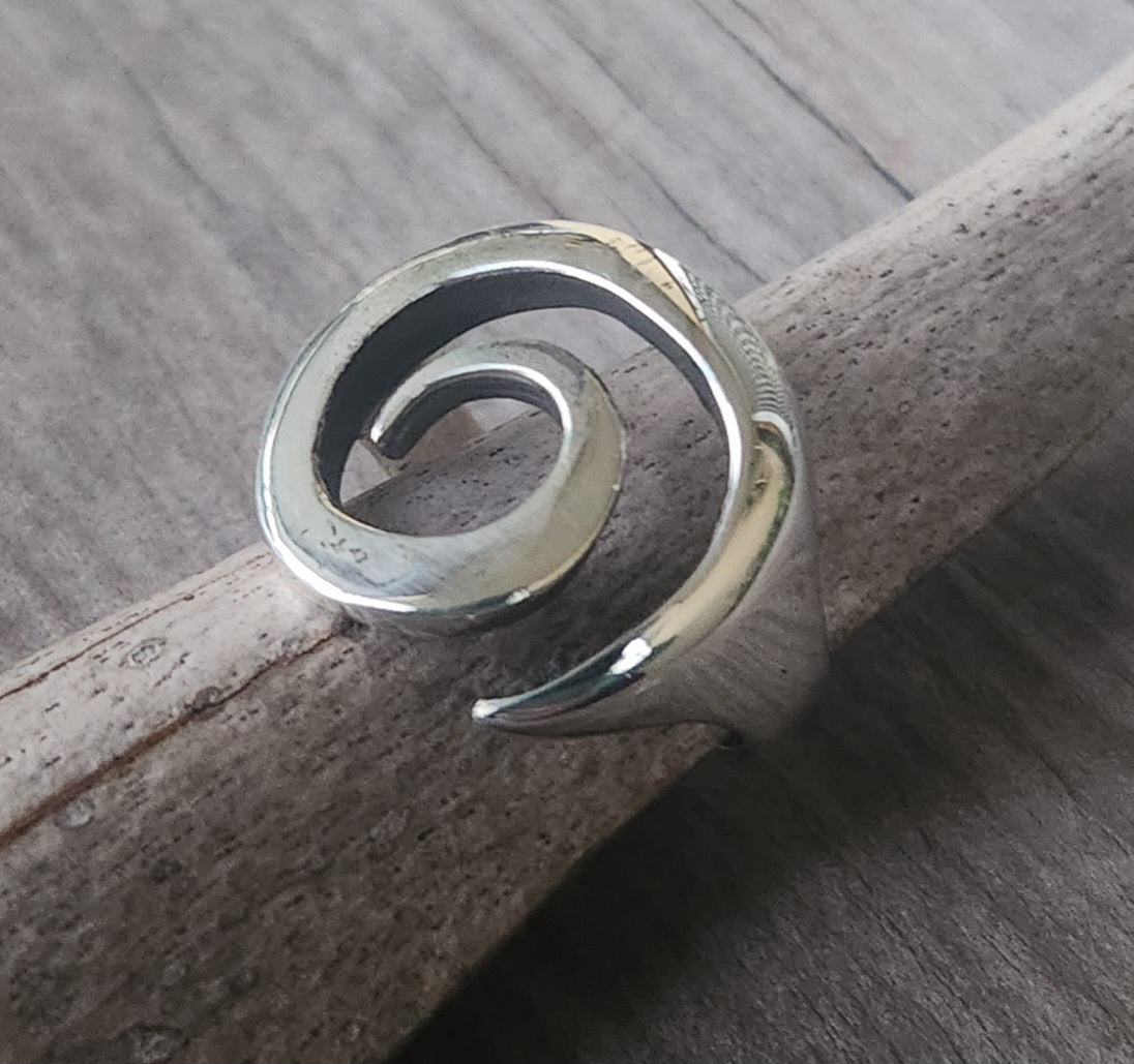 Swirl ring,Sterling silver,chunky ring,handmade,boho,goddess, steampunk,gothic,art nouveau celtic,tribal,gypsy,spiral,maori koru