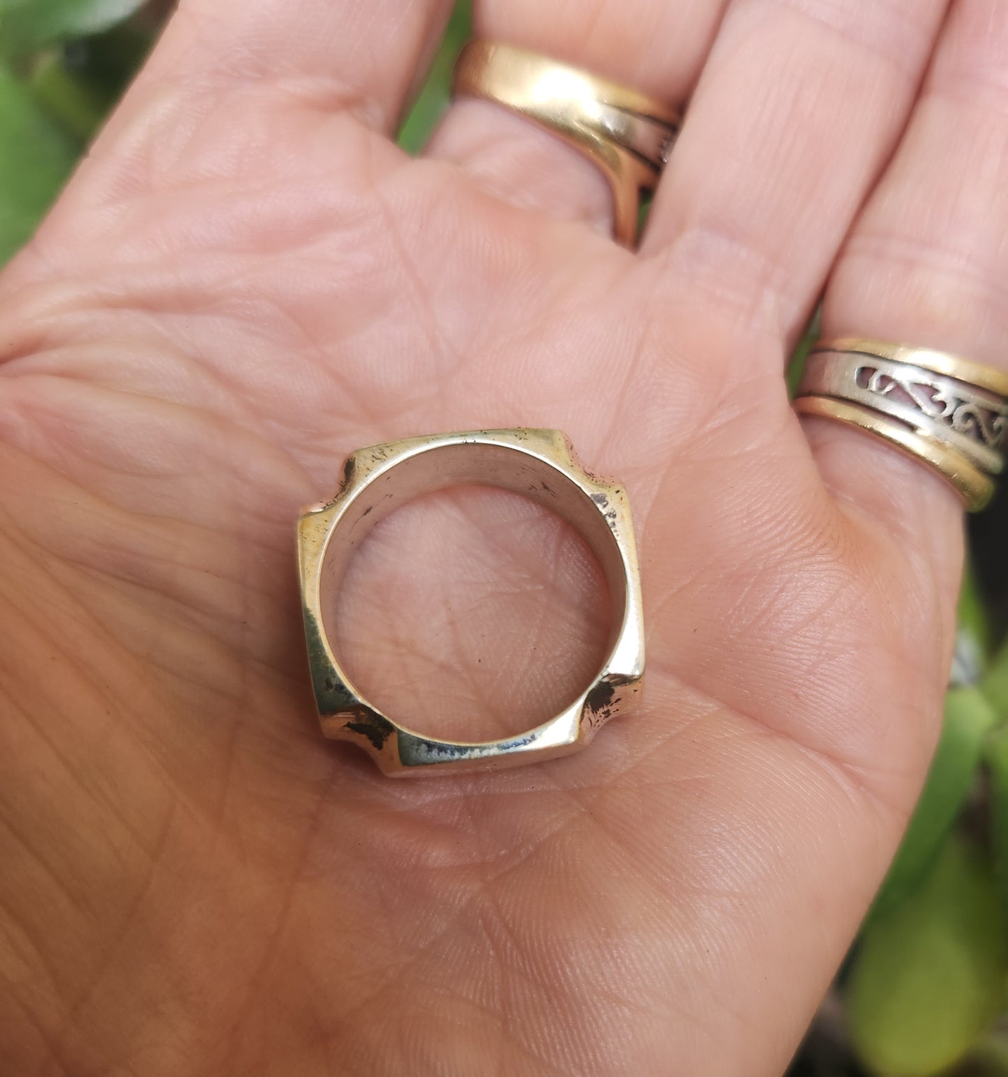 Silver square Signet ring,sterliing silver, 9mm wide,handmade,boho,college ring,blank ring,unisex