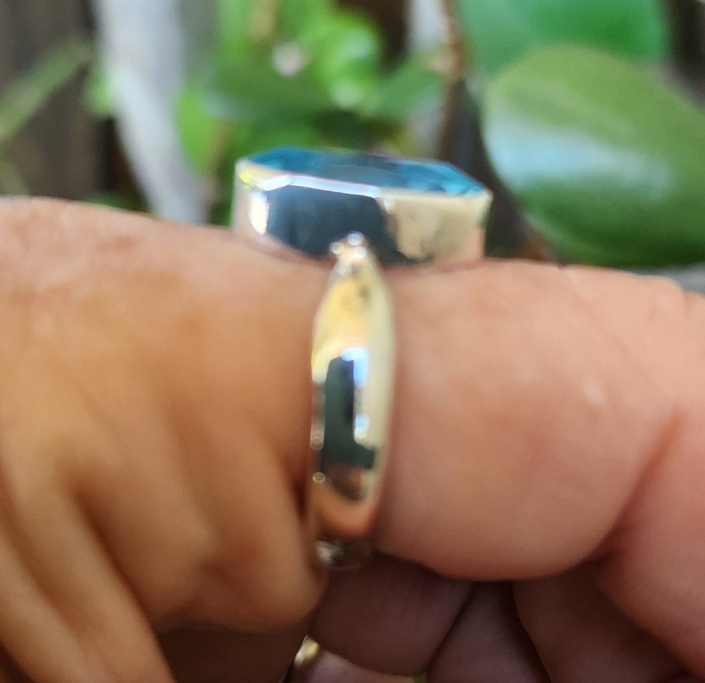 Blue topaz cz ring,925 sterling silver,handmade,goddess,boho goddess,cubic zirconia,blue stone