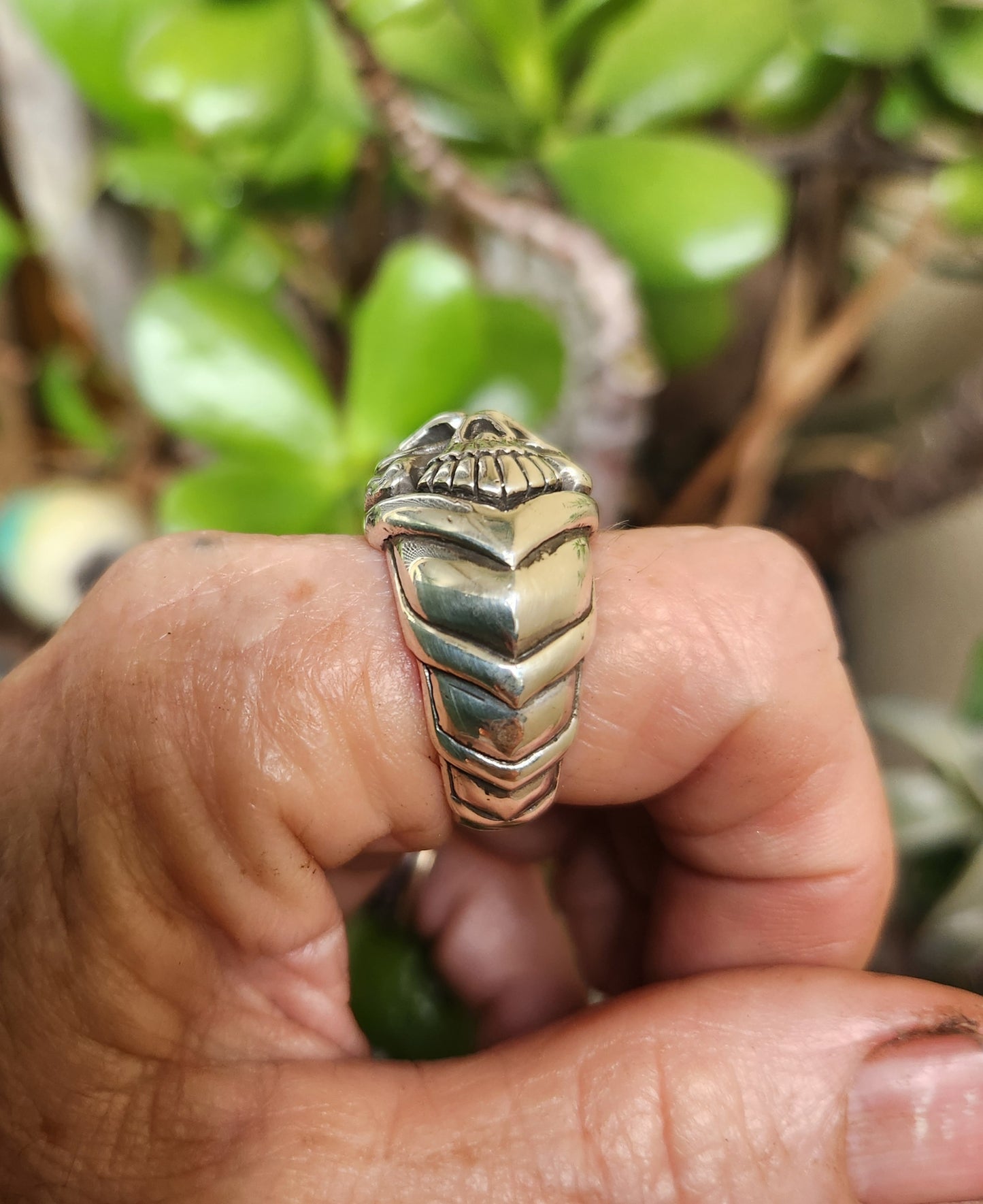 Skull ring,925 sterling silver, heavy side facing