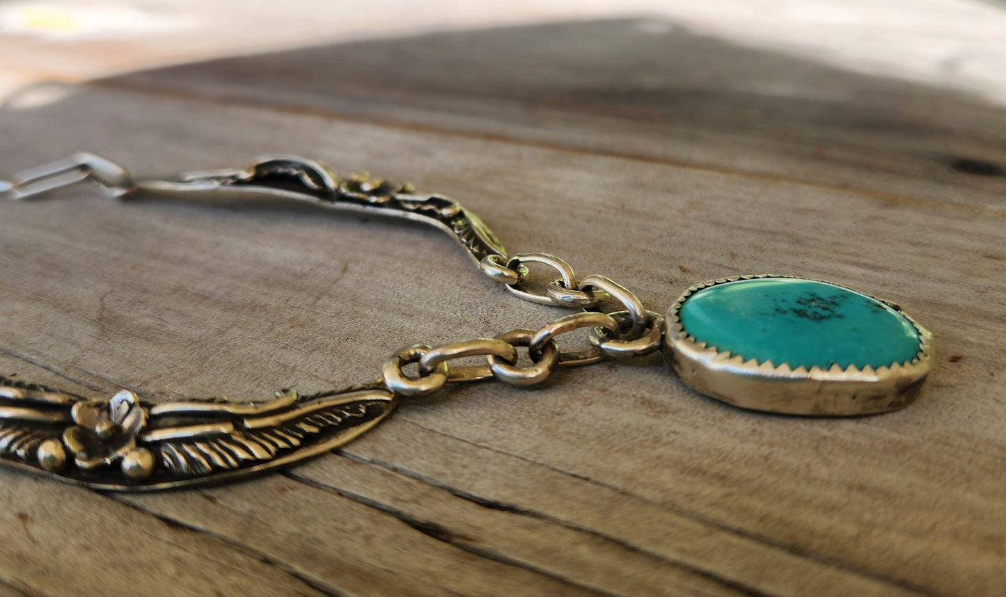Turquoise Navajo necklace,925 sterling silver, vintage Navajo Indian and new
