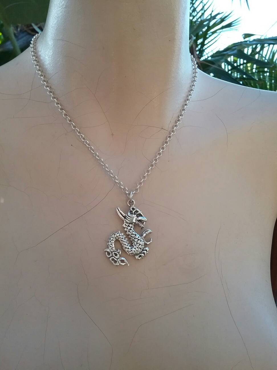 Dragon mythical pendant . sterling silver.MADE TO ORDER,welsh dragon