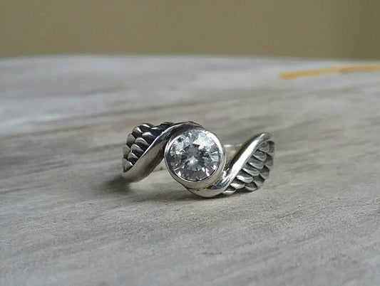 Angel Wing ring,sterling silver,cubic zirconia angel goddess winged ring, alternative steampunk gothic art nouveau victorian