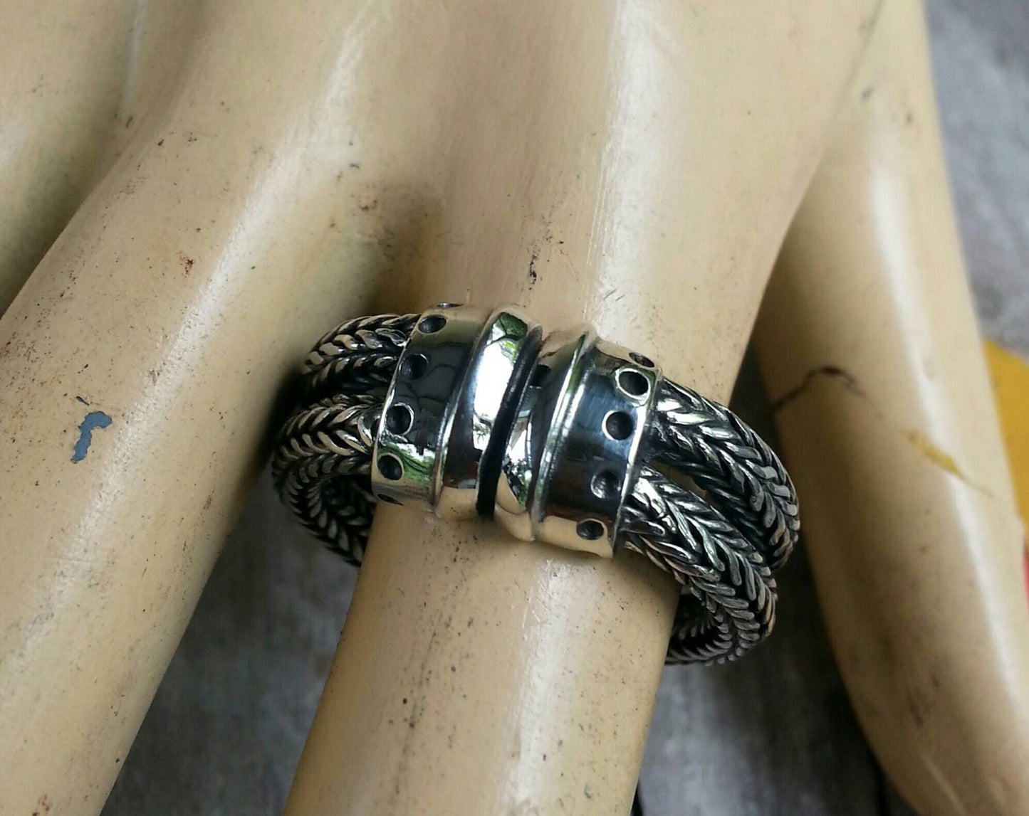 chain ring,sterling silver, handmade,rustic,steampunk,industrial,wedding ring,dress ring,