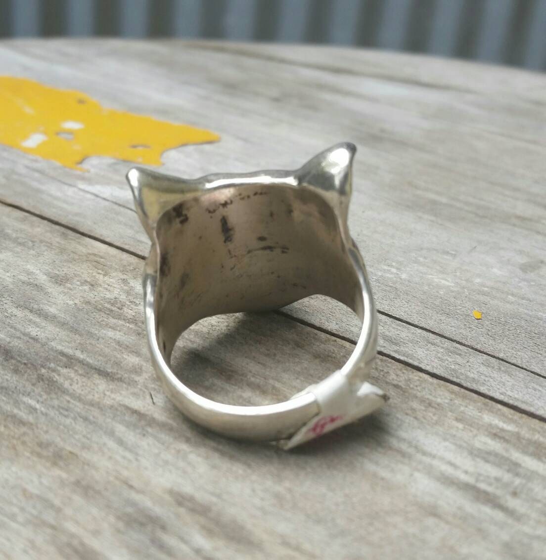 Wolf ring, Large snarling wolf, sterling silver,handmade, ring,dire wolf,totem animal,Indian,
