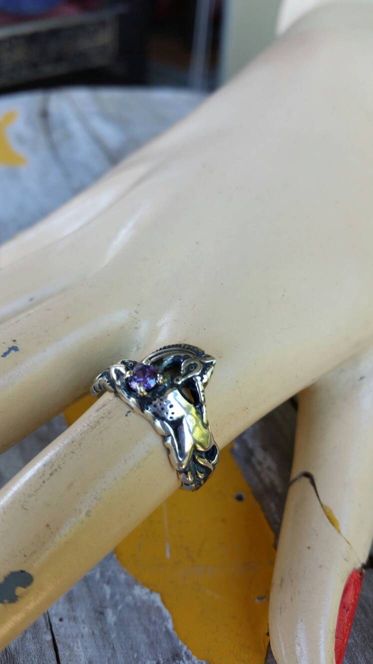 Unicorn ring,sterling silver, mythical, horse, fantasy, turquoise ring, new age, boho, hippy ,art nouveau,hand made