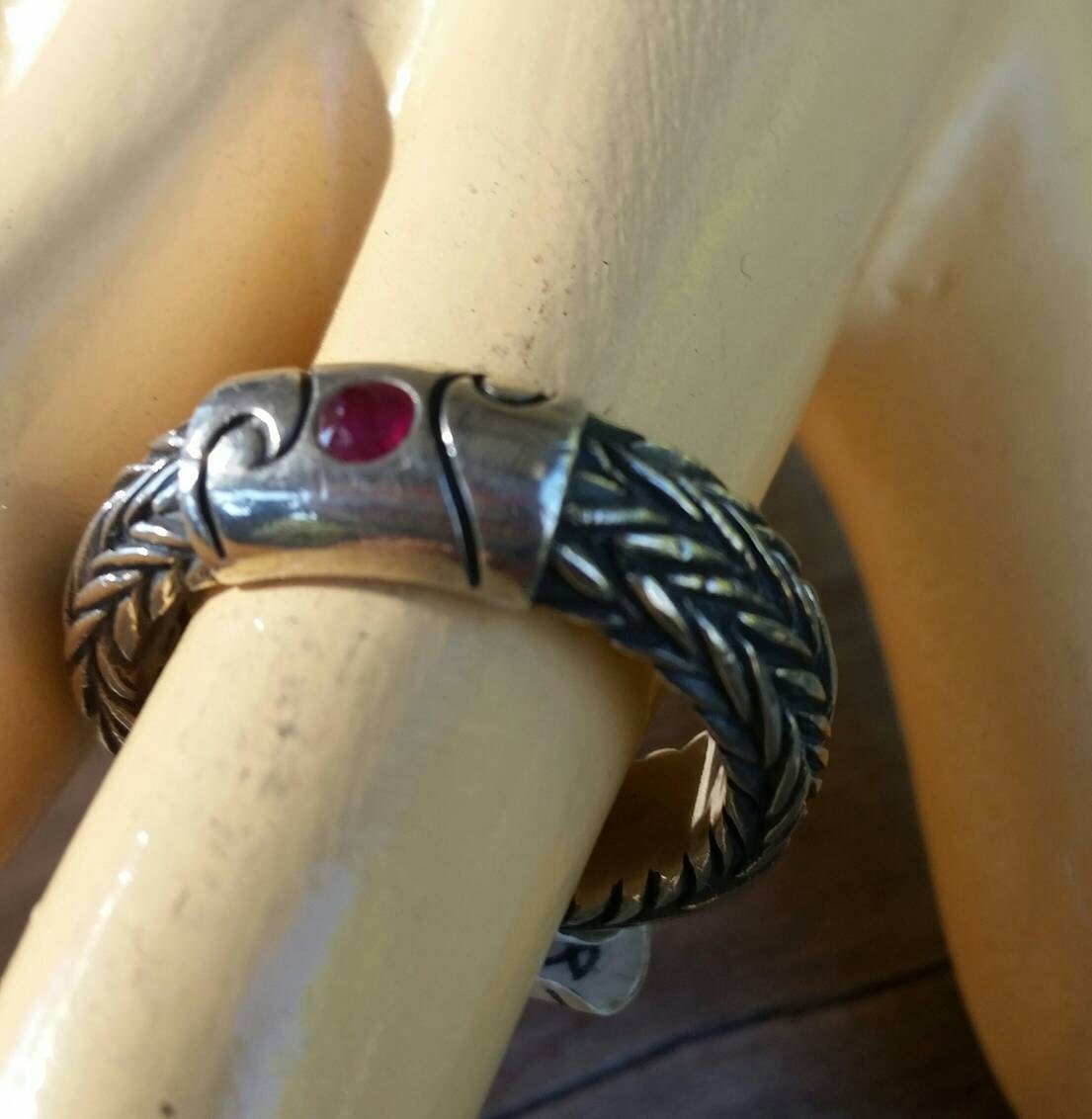 Mans Modern ruby wave surfer signet wedding dress ring sterling silverMADE TO ORDER