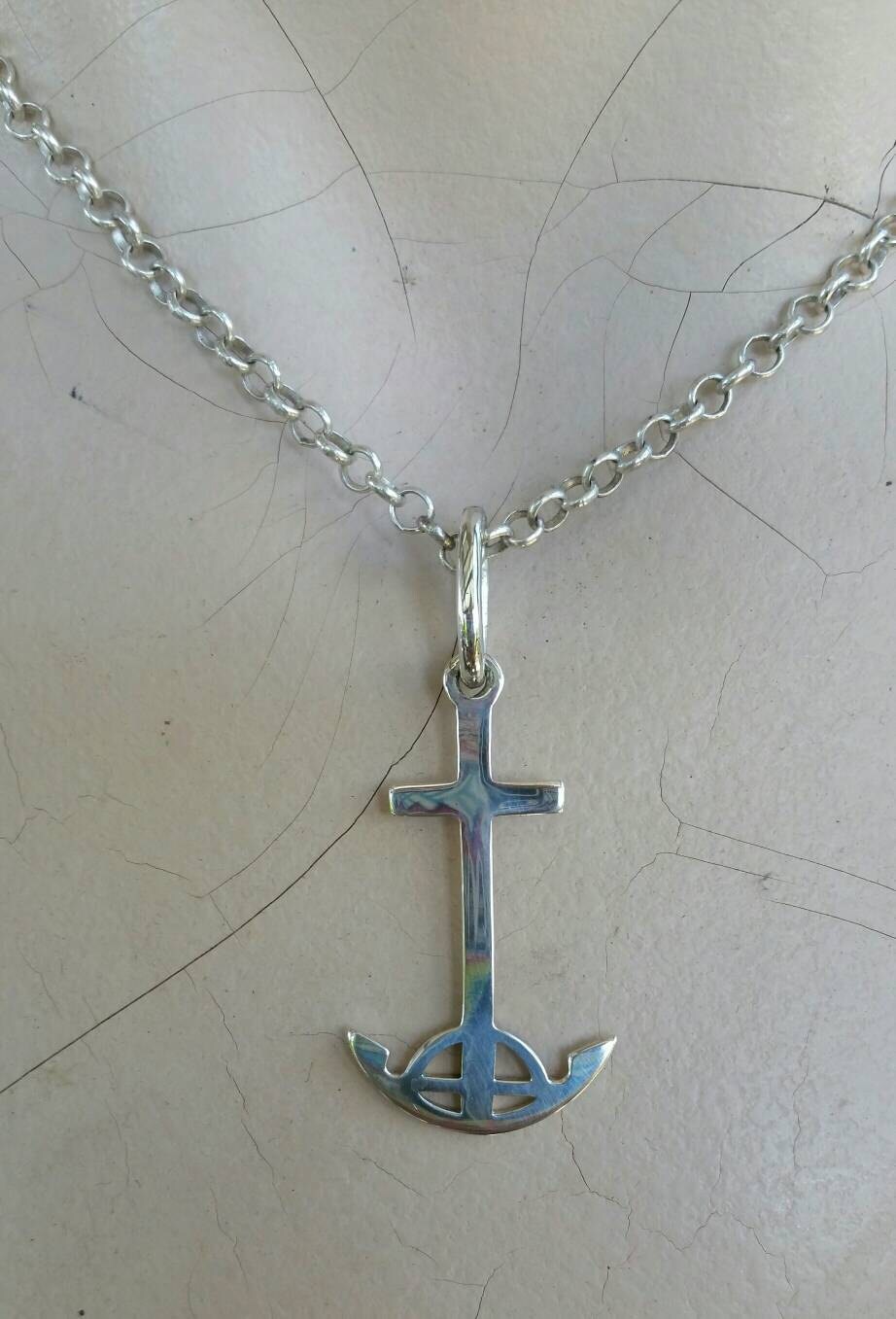anchor pendant,anchor cross,nautical, sailor,rockabilly,sterling silver pendant, necklace,handmade,cross pendant