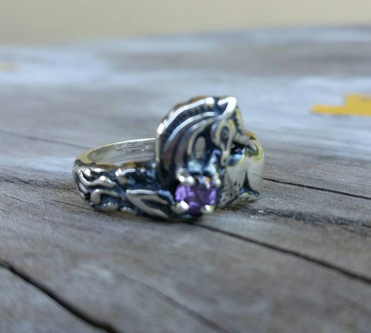 Unicorn ring,sterling silver, mythical, horse, fantasy, turquoise ring, new age, boho, hippy ,art nouveau,hand made