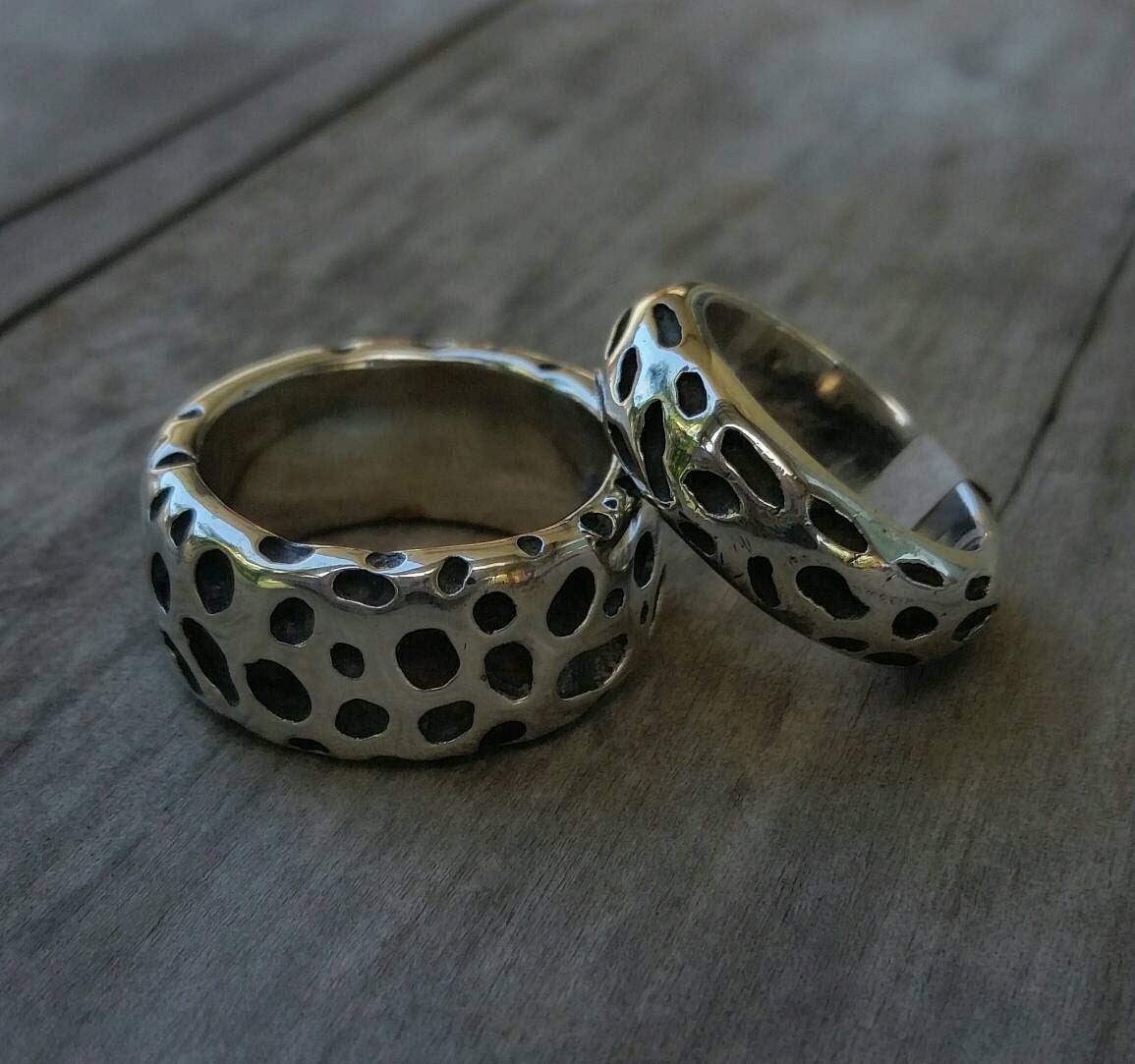 Wide mens ring,chunky heavy,solid sterling silver band,rustic, hammered,nugget, wedding dress ring