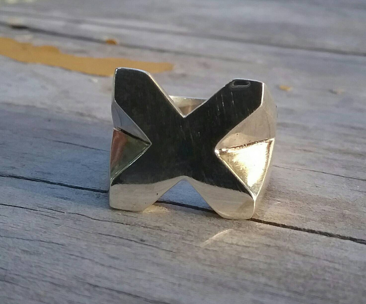 X RING,heavy solid ring,sterling silver,chunky ring,