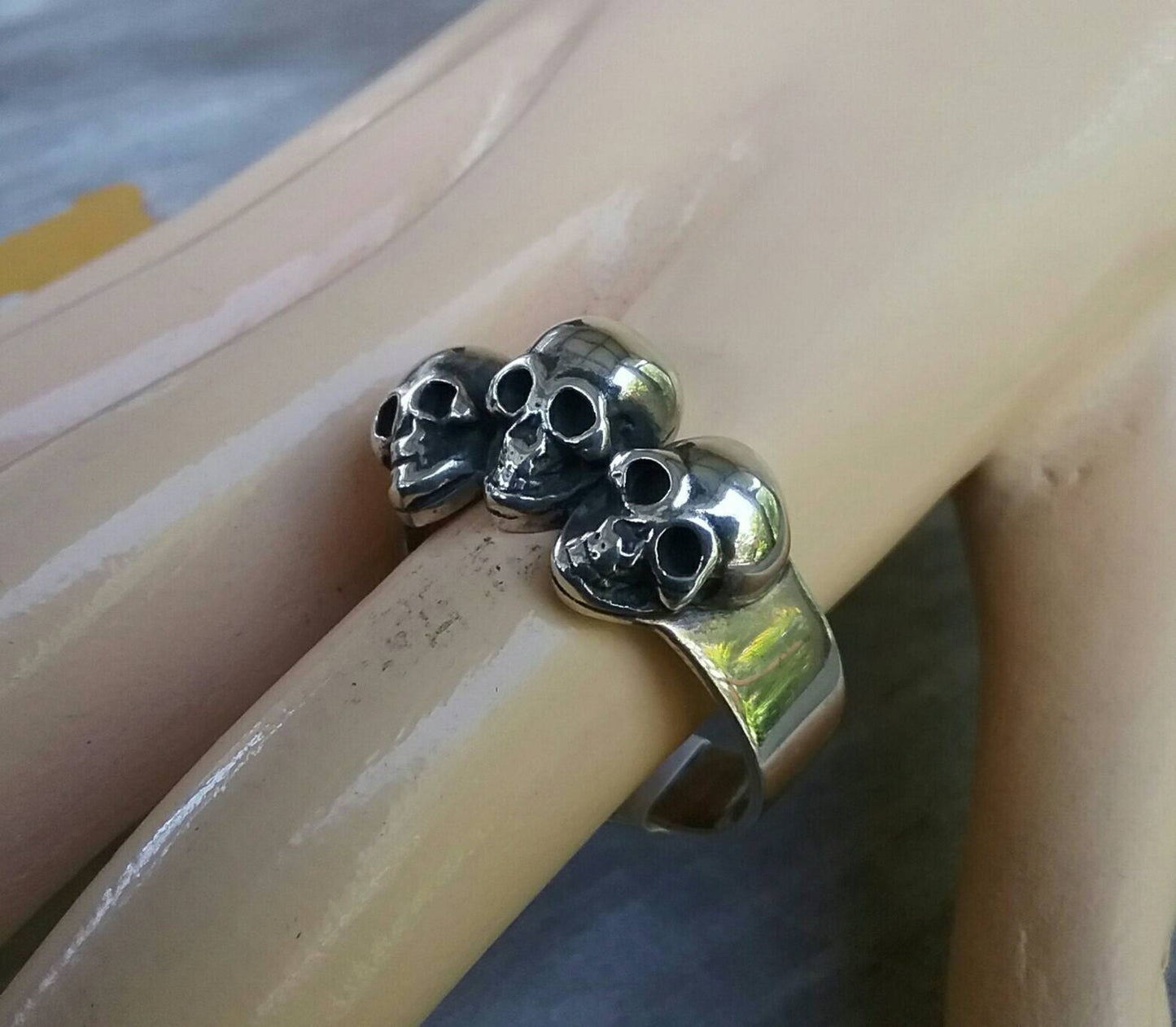Skull ring, sterling silver,solid back, steampunk,gothic,chunky ring,skeleton,  punk,hipster,handmade,biker,gangster,pirate,sugar skull