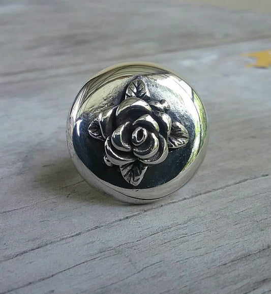 Large sterling silver cameo rose ring alternative steampunk gothic art nouveau victorian