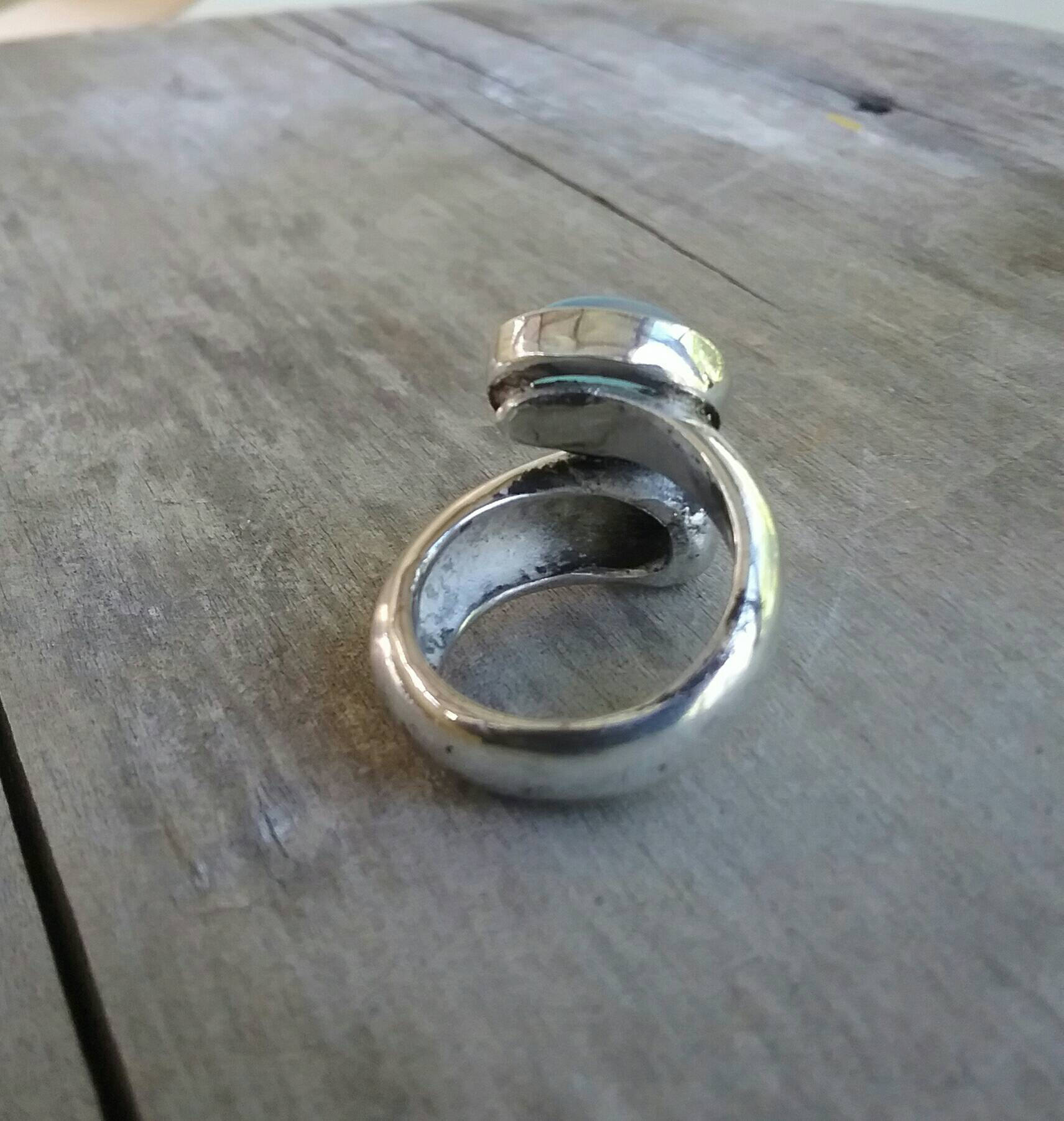 Blue chalcedony,chunky ring,sterling silver, boho,chic,vintage,hand made,retro,designer,