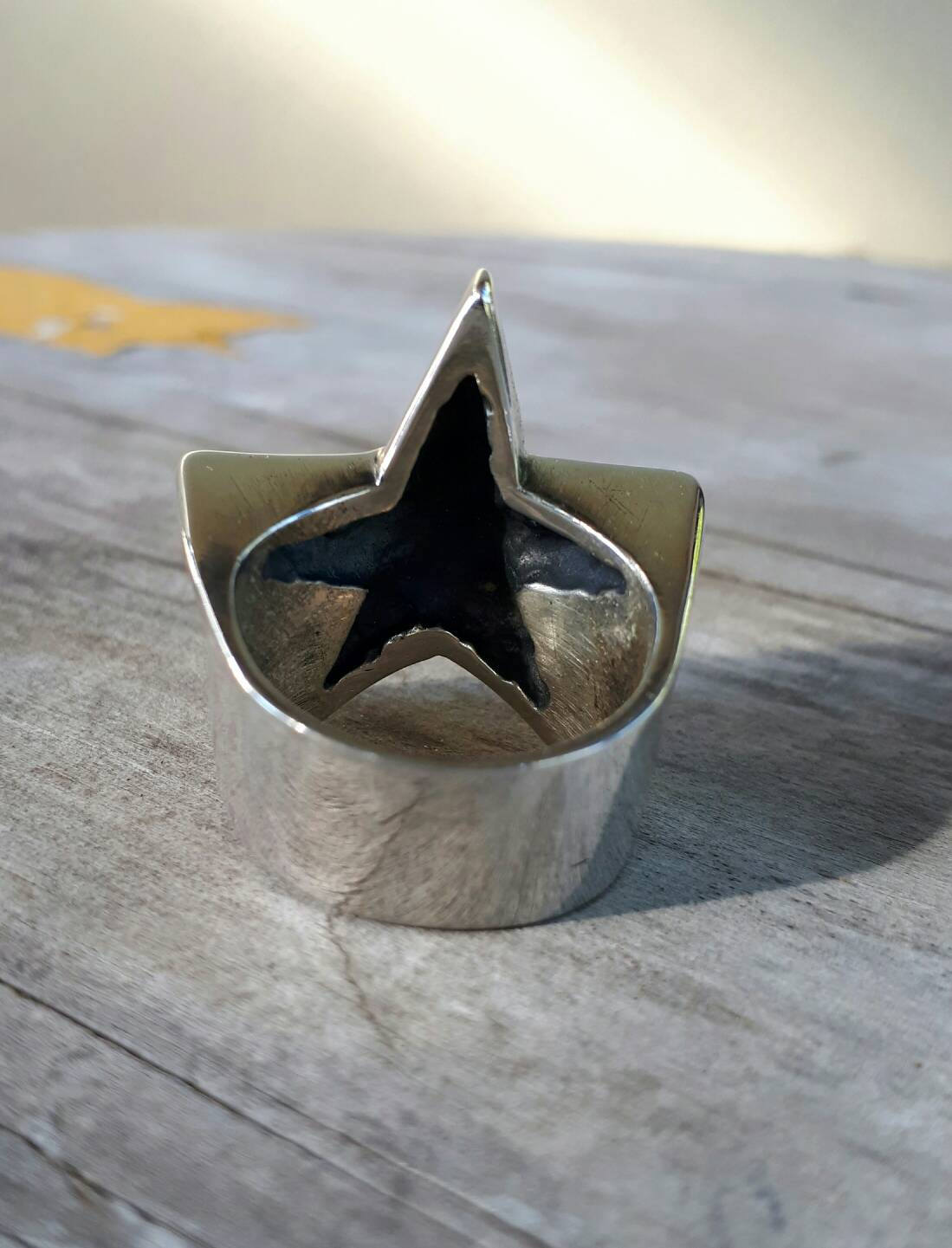 Large star ring,Sterling silver,caltex star,five pointed star,chunky ring,unisex,boho,hipster,designer fashion,