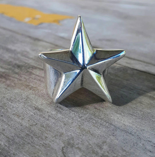 X Large star ring,Sterling silver,caltex star,five pointed star,chunky ring,unisex,boho,hipster,designer fashion,