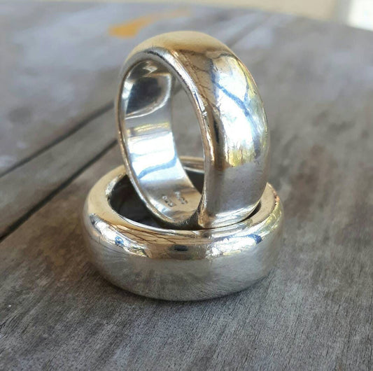 Wide chunky ring,heavy band, sterling silver,wedding ring,rounded band,half round ring,unisex,hand made,industrial,hipster,designer,
