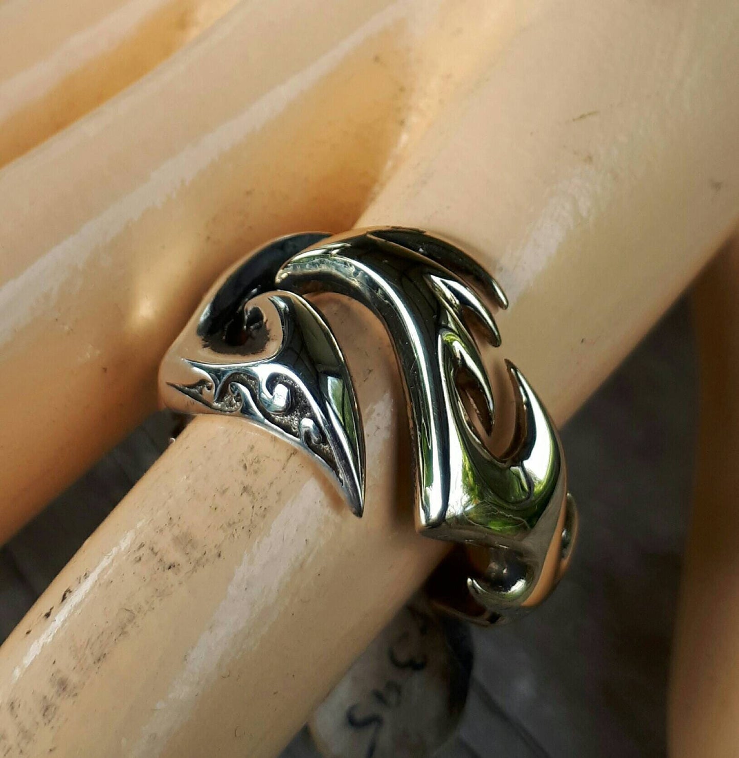 Gold tribal ring,solid 9ct gold,claw,viking, adjustable,steampunk,men wedding ring,unisex,Aztec,Maori,island,Hawaii,polynesian scrolls,koru,