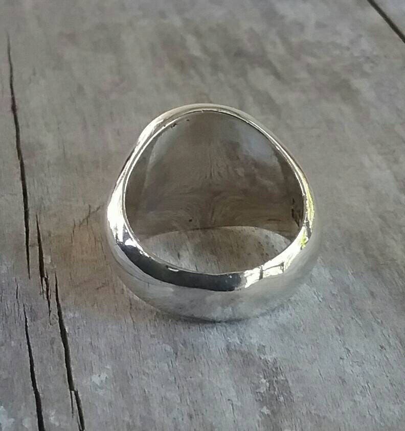 Large signet ring,chunky,solid sterling silver,round top,large plain 22gm signet,chunky mans ring,heavy,wide silver ring