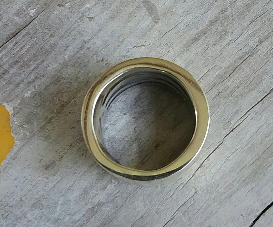 Wide mens ring,17mm, sterling silver,chunky heavy,industrial thick band