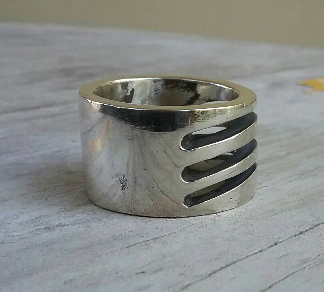 Wide mens ring,17mm, sterling silver,chunky heavy,industrial thick band