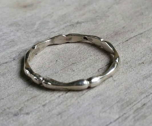stacking rings,sterling silver bamboo ring,round wire,bones,thin round band,wedding band,half rounded,boho,gypsy,goddess,stacker