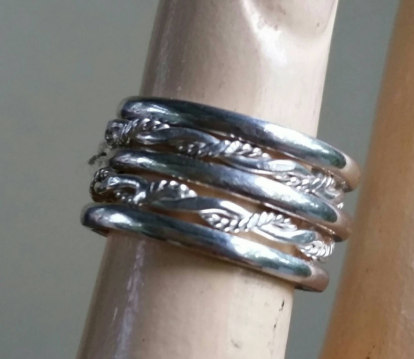 stackable ring set,sterling silver set of 3,4 or 5 twisted wire and plain silver bands,woven ring set