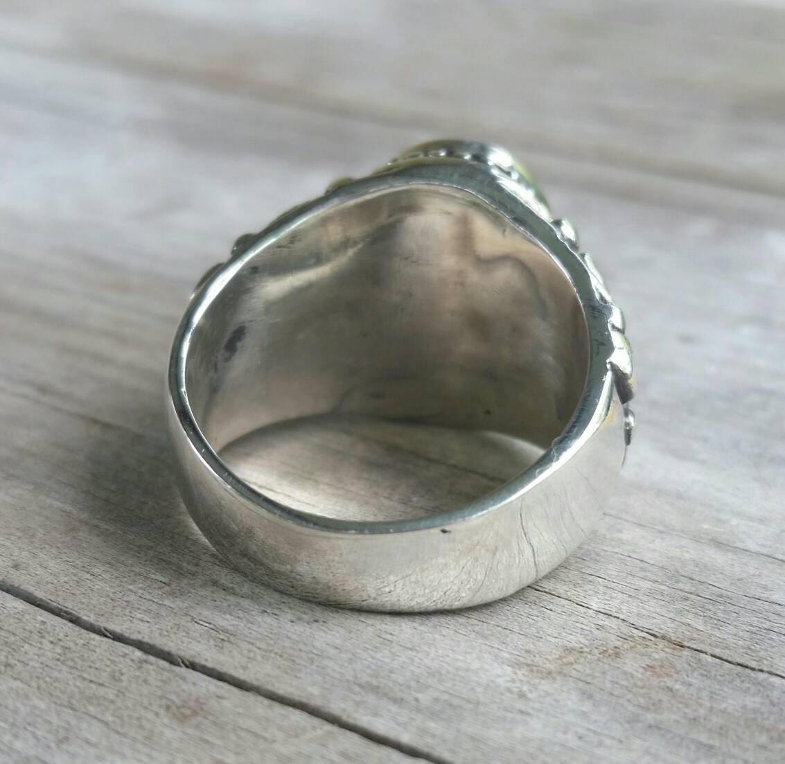 Hemitite mans ring sterling silver dress wedding dress ring antique scroll pattern