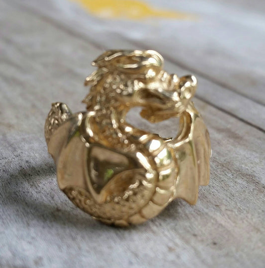 gold dragon ring,9ct gold,MADE TO ORDER,fantasy,handmade, mythical,steampunk,gothic, punk, new age,boho,gypsy,