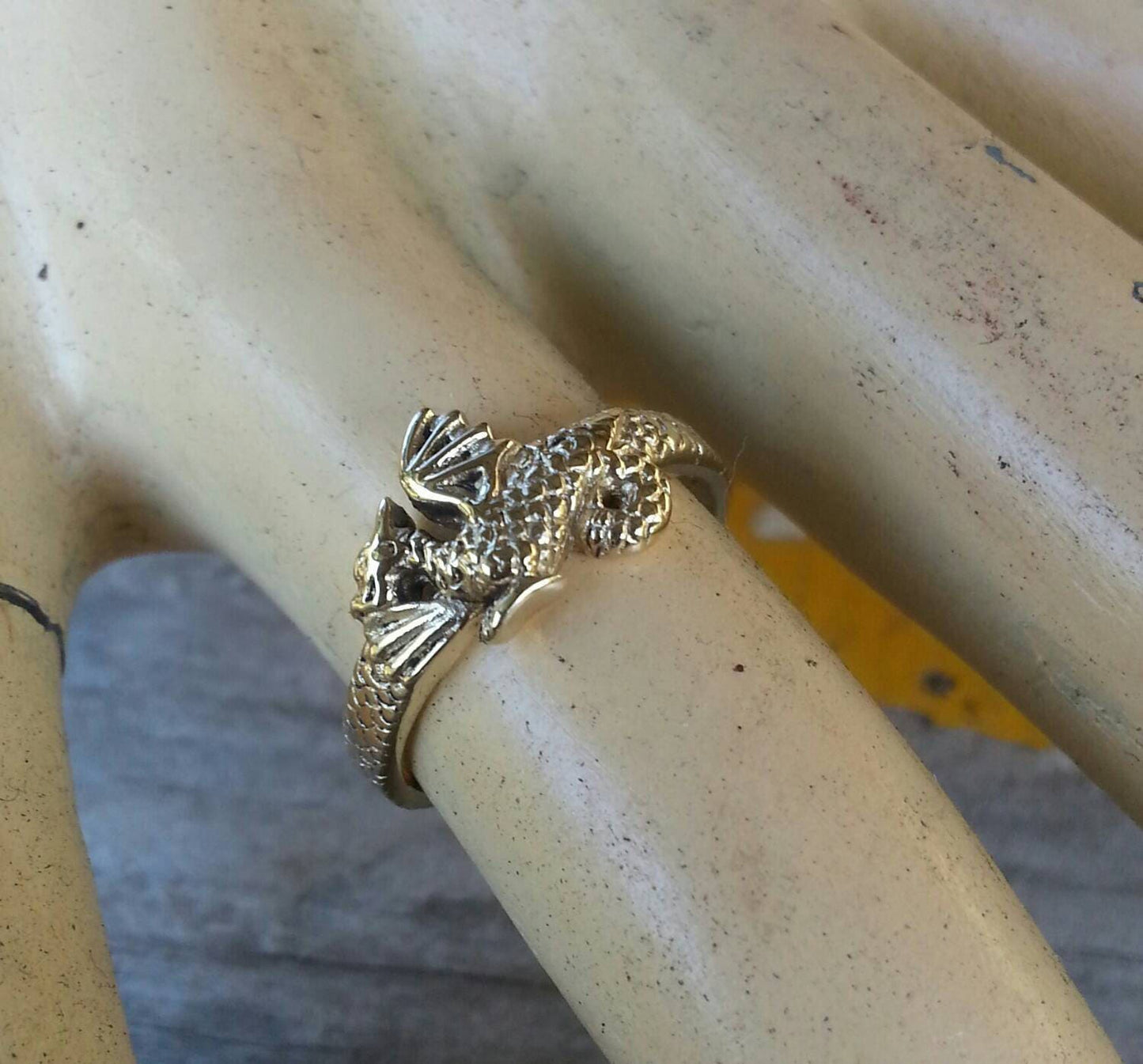 Gold dragon ring,9ct gold,small dragon ring,pinkie ring,steampunk,gothic, punk,mythical,pinkie ring,boho,new age,handmade,mystical,fable,