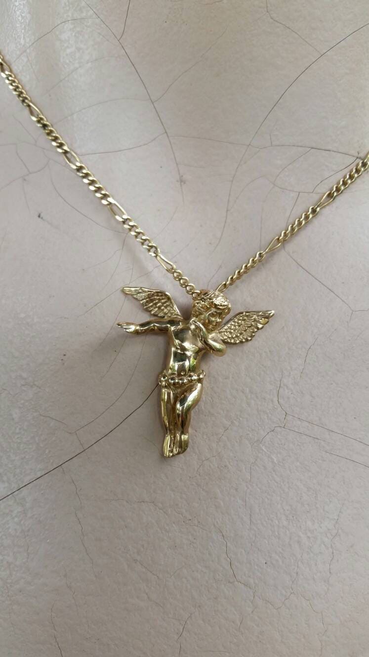 Cupid,cherib pendant,9ct gold, angelic,winged fairy, angel pendant,